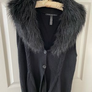 Chico’s Black label fur collar sweater vest.
